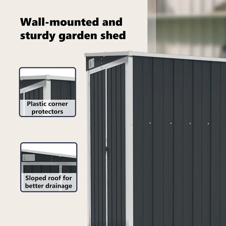 Remise de jardin murale Anthracite 118x100x178 cm Acier - 10