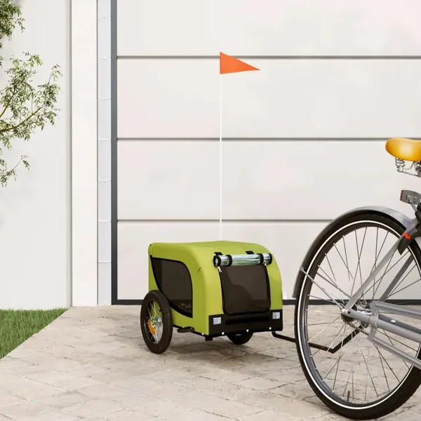 Remorque de vélo pour animaux de compagnie vert et noir