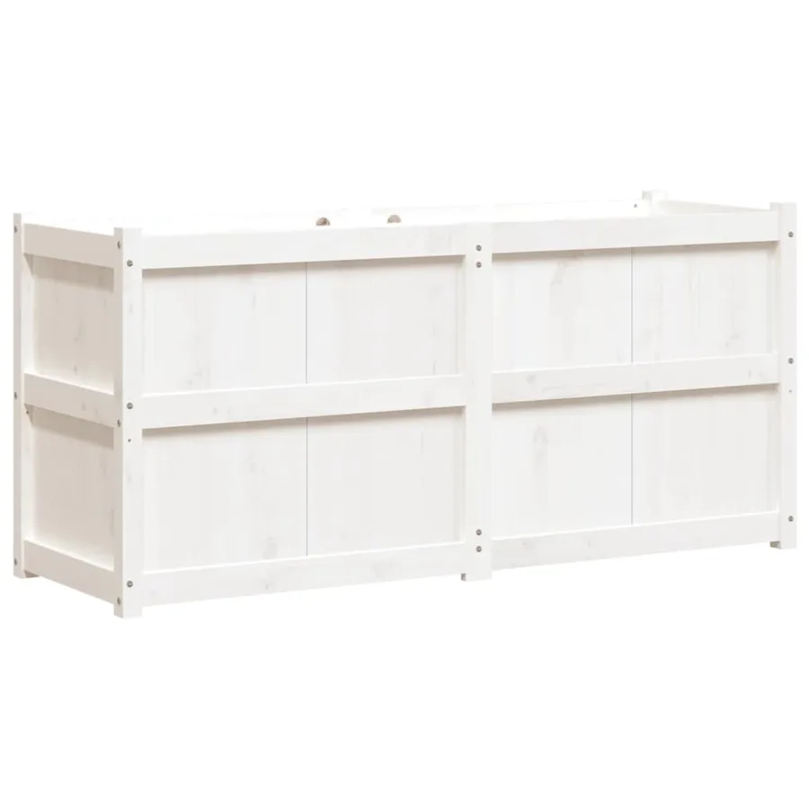 Jardinière blanc 150x50x70 cm bois de pin massif - 2