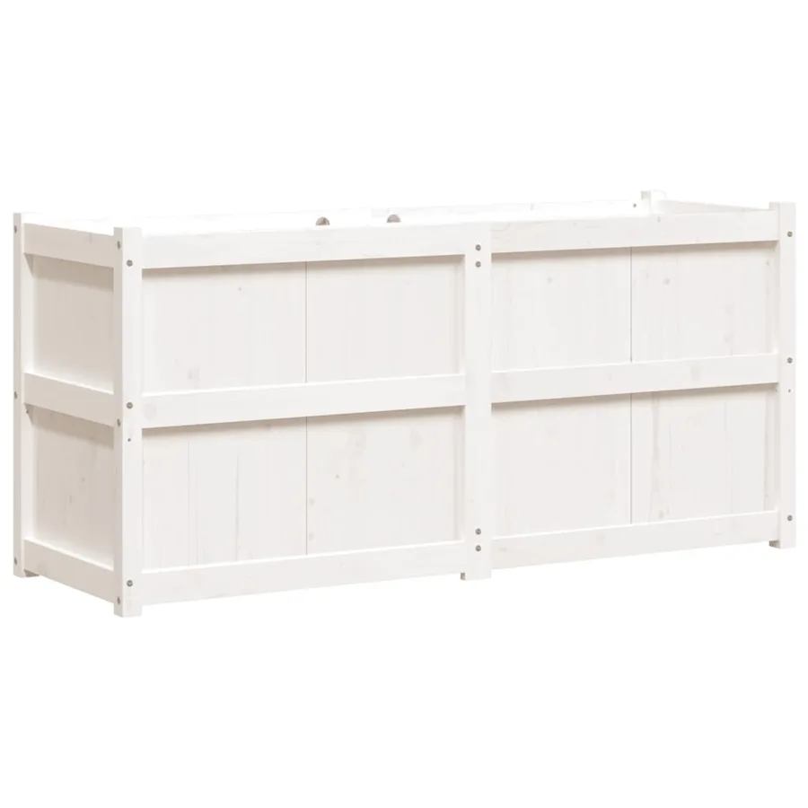 Jardinière blanc 150x50x70 cm bois de pin massif - 7