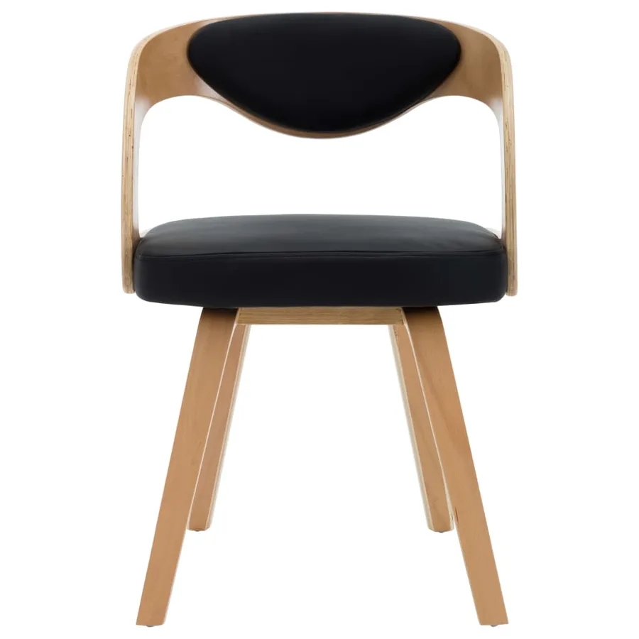 Chaises à manger lot de 4 noir bois courbé et similicuir - 4