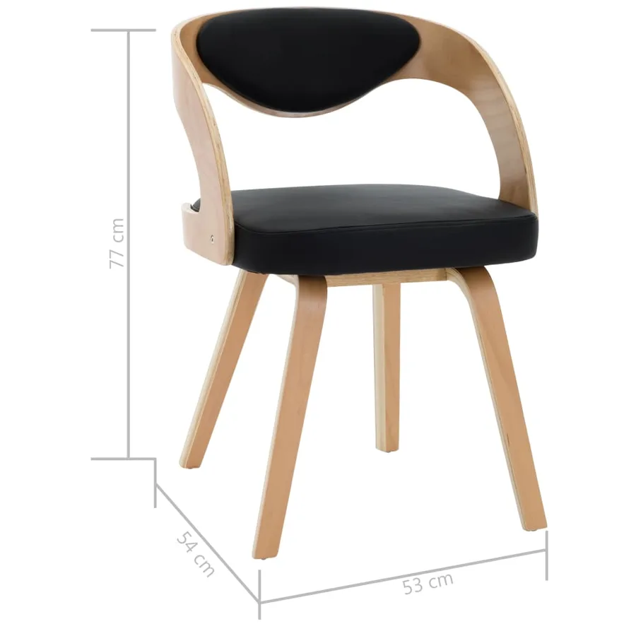 Chaises à manger lot de 4 noir bois courbé et similicuir - 7