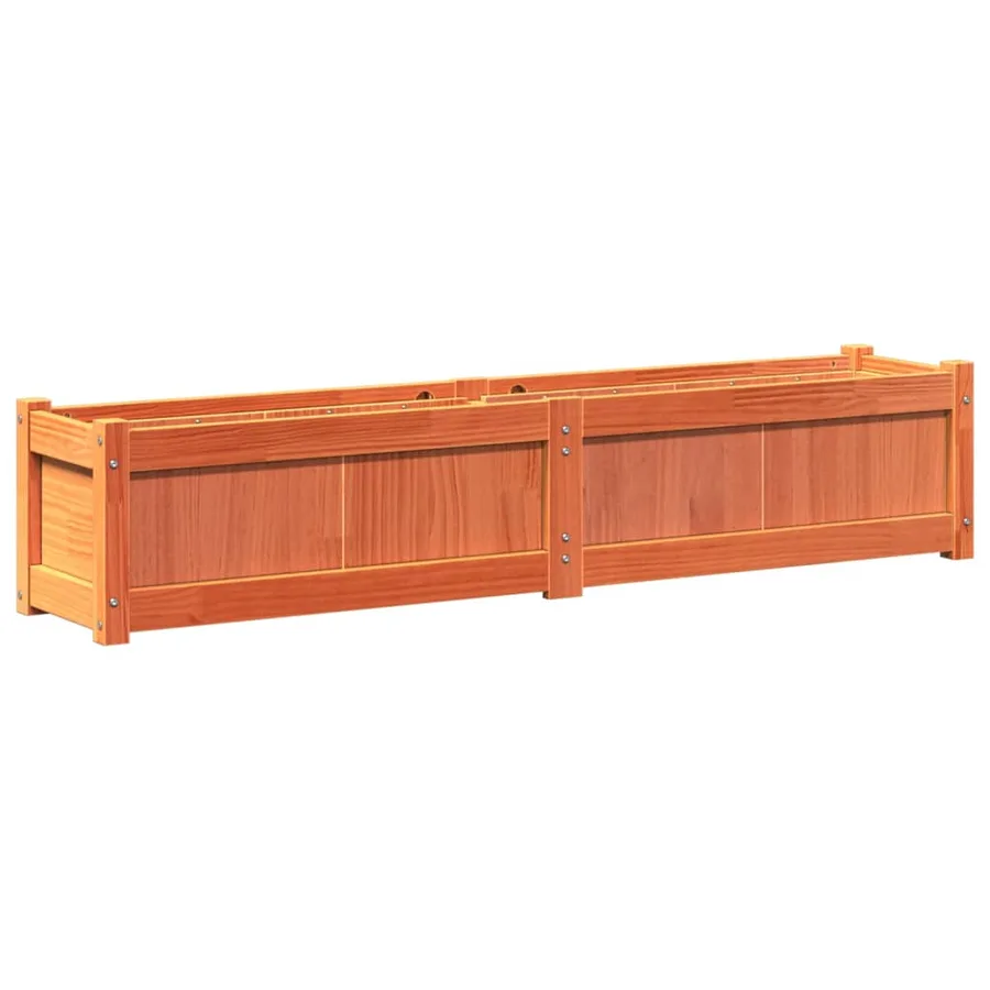 Jardinière cire marron 150x31x31 cm bois de pin massif - 7