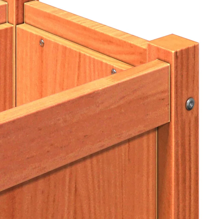 Jardinière cire marron 150x31x31 cm bois de pin massif - 9