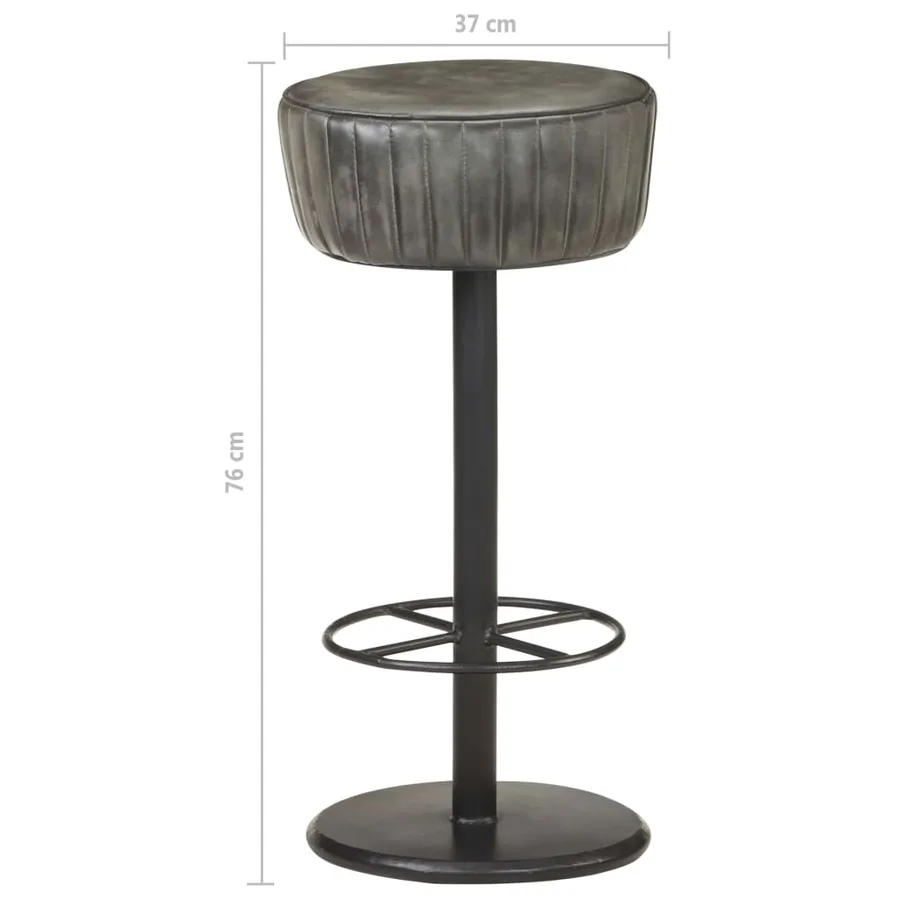 Tabouret de bar Gris Cuir véritable - 5