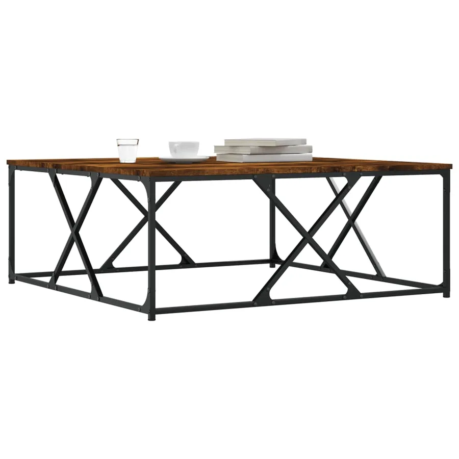 Table basse chêne fumé 100x100x40 cm bois d'ingénierie - 3