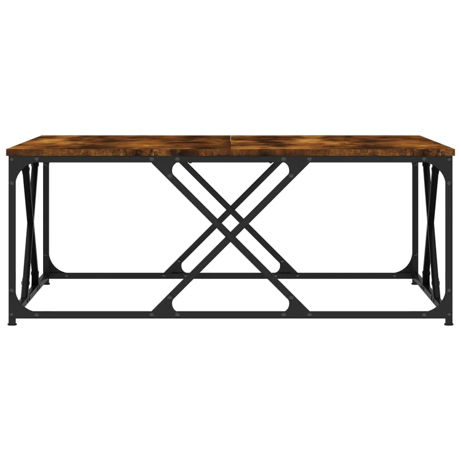 Table basse chêne fumé 100x100x40 cm bois d'ingénierie - 4