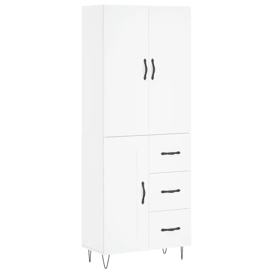 Buffet haut Blanc 69,5x34x180 cm Bois d'ingénierie - 2