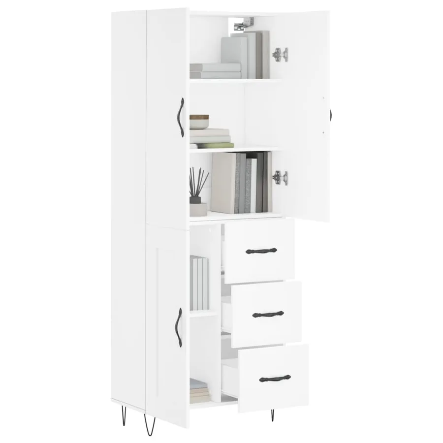 Buffet haut Blanc 69,5x34x180 cm Bois d'ingénierie - 3