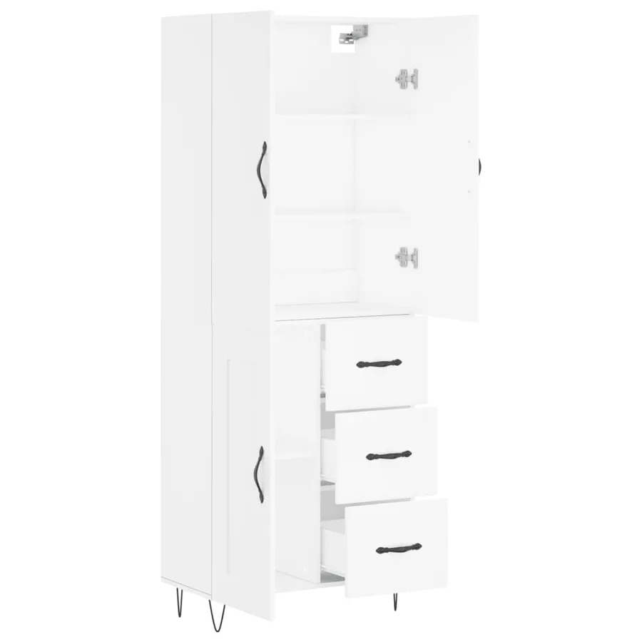 Buffet haut Blanc 69,5x34x180 cm Bois d'ingénierie - 4