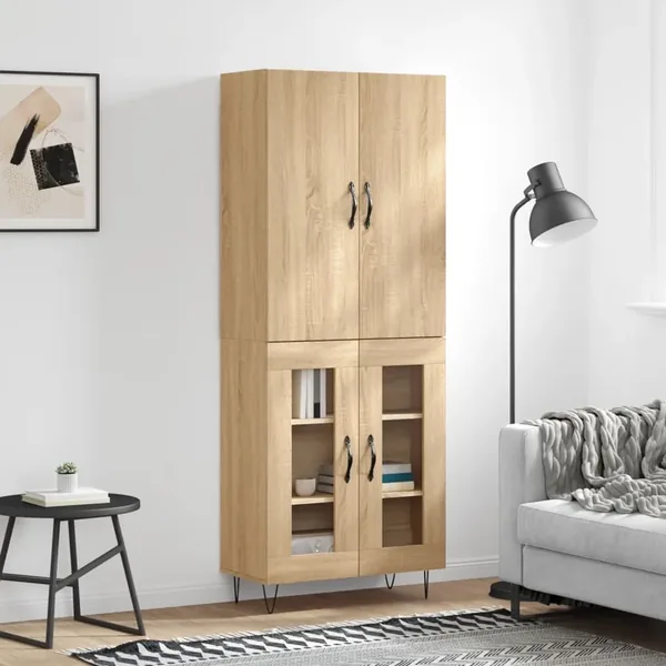 Buffet haut Chêne sonoma 69,5x34x180 cm Bois d'ingénierie