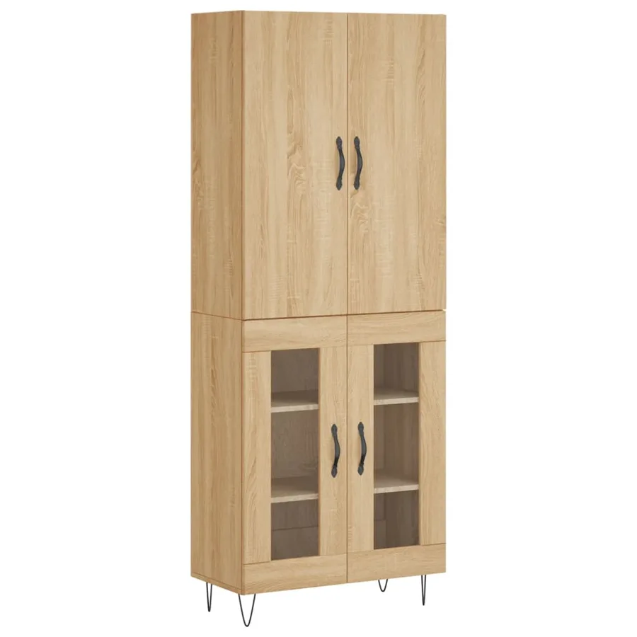 Buffet haut Chêne sonoma 69,5x34x180 cm Bois d'ingénierie - 2