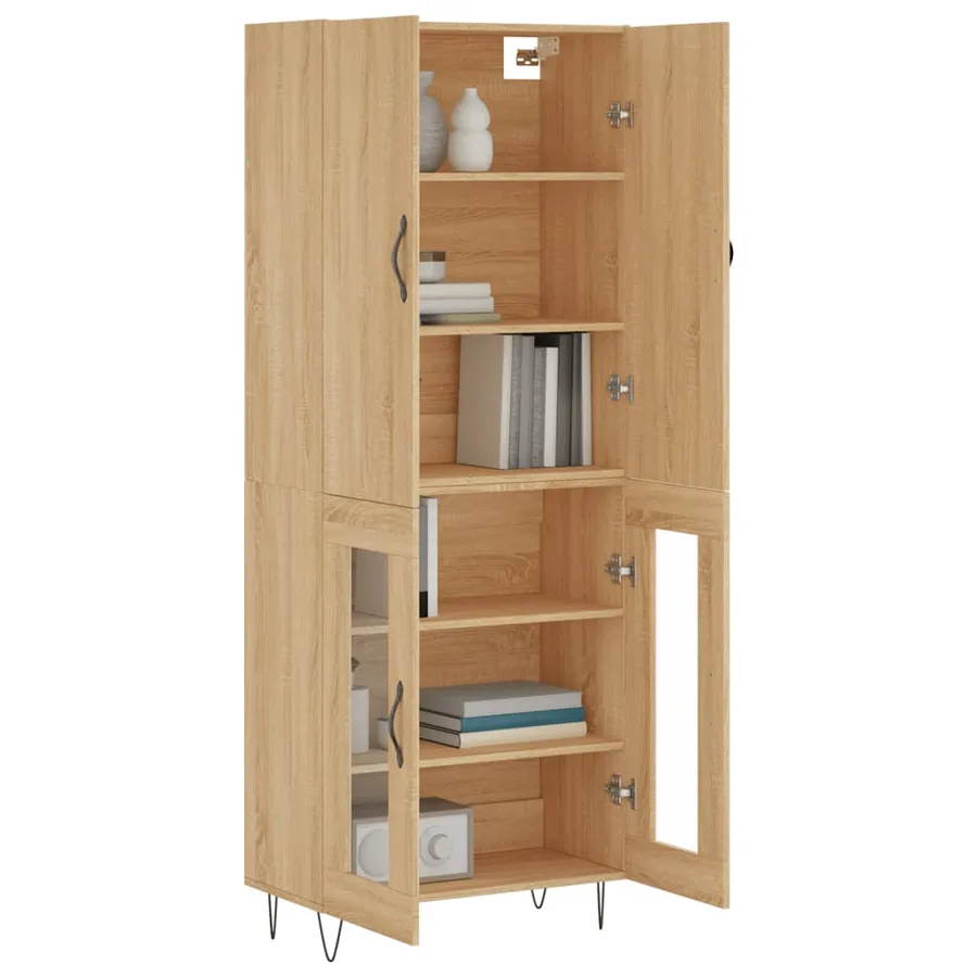 Buffet haut Chêne sonoma 69,5x34x180 cm Bois d'ingénierie - 3