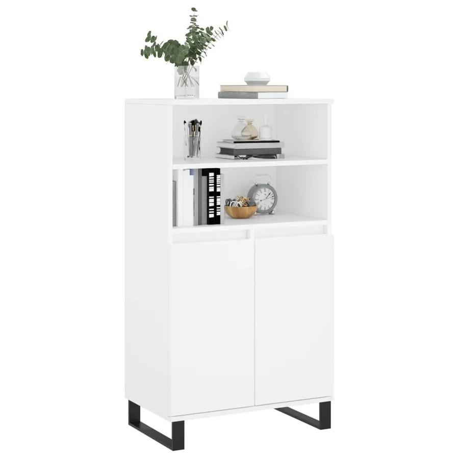 Buffet haut Blanc 60x36x110 cm Bois d'ingénierie - 3