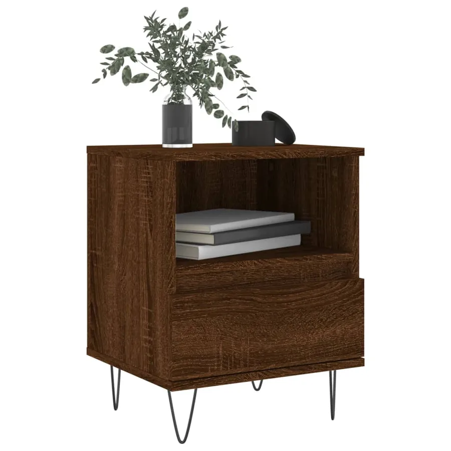 Table de chevet chêne marron 40x35x50 cm bois d’ingénierie - 3