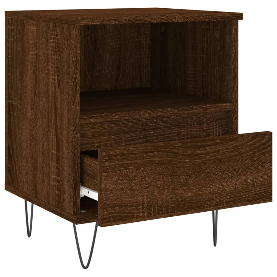 Table de chevet chêne marron 40x35x50 cm bois d’ingénierie - 5