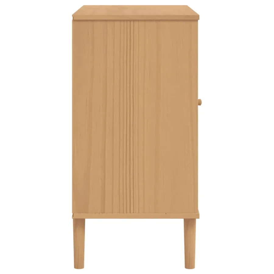Buffet SENJA aspect rotin marron 80x40x80 cm bois massif de pin - 7