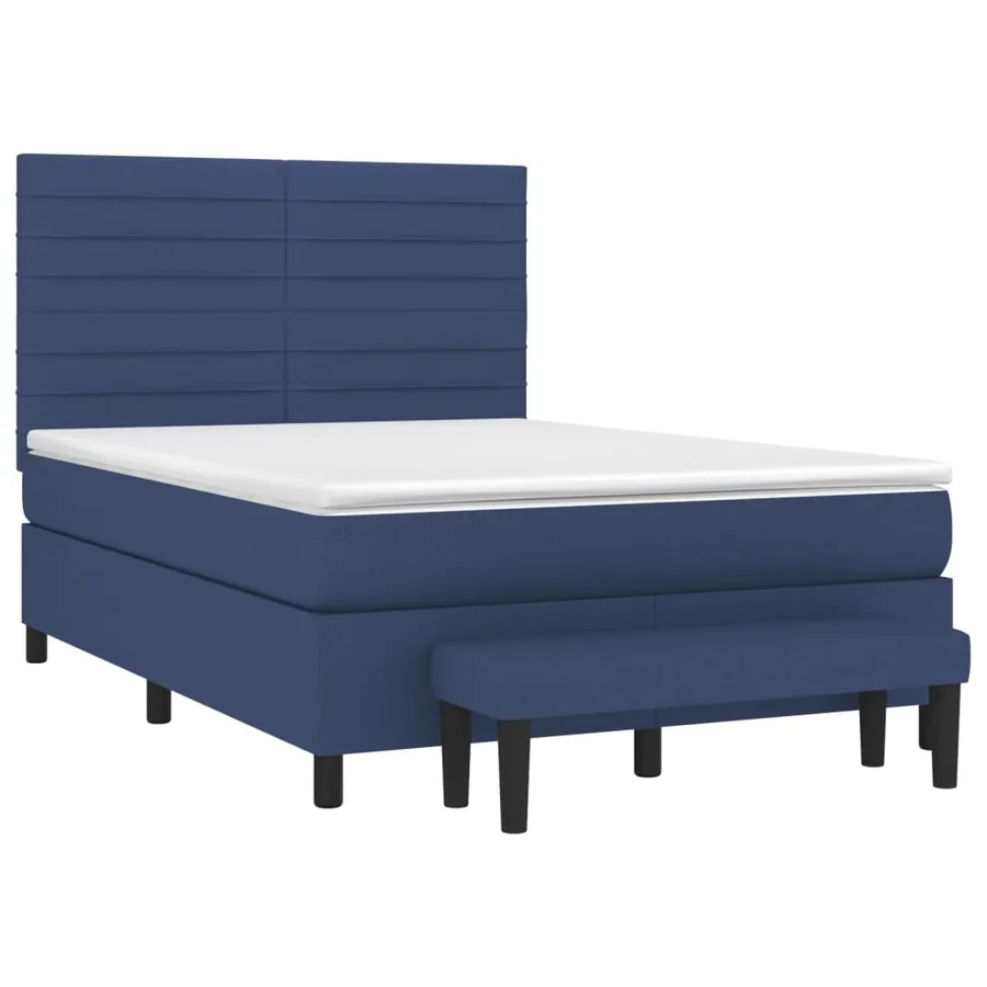 Sommier à lattes de lit avec matelas Bleu 140x190 cm Tissu - 3
