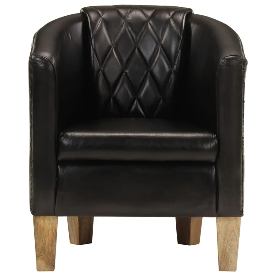 Chaise cabriolet noir cuir véritable - 2