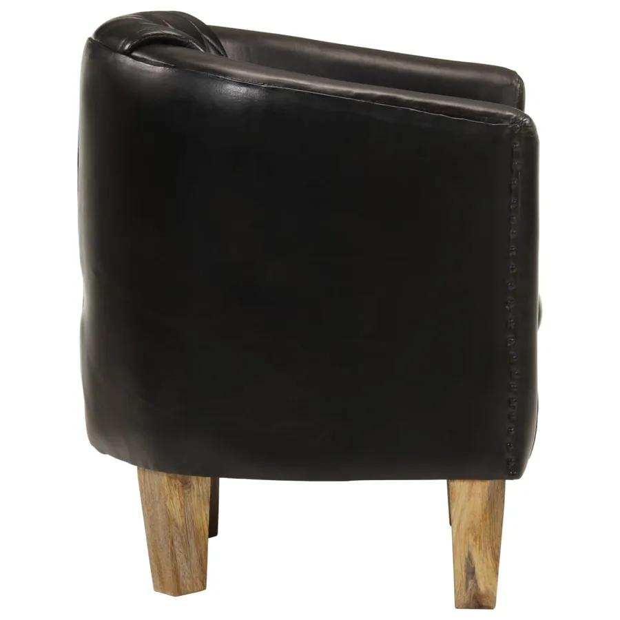 Chaise cabriolet noir cuir véritable - 3