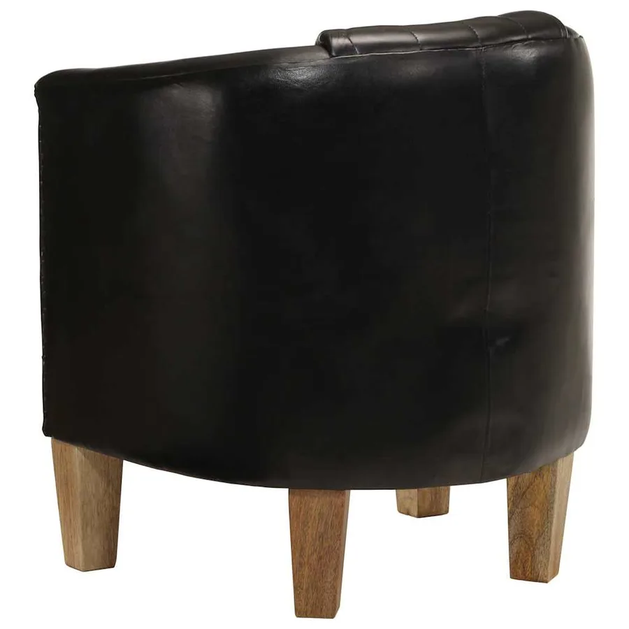 Chaise cabriolet noir cuir véritable - 4