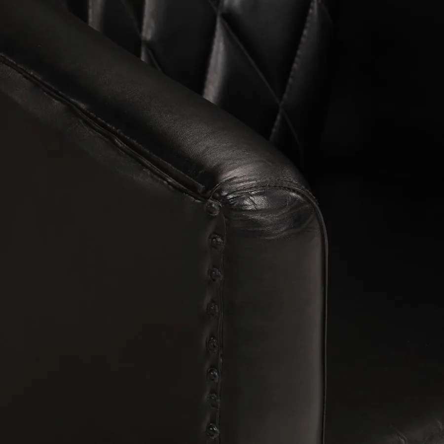 Chaise cabriolet noir cuir véritable - 5
