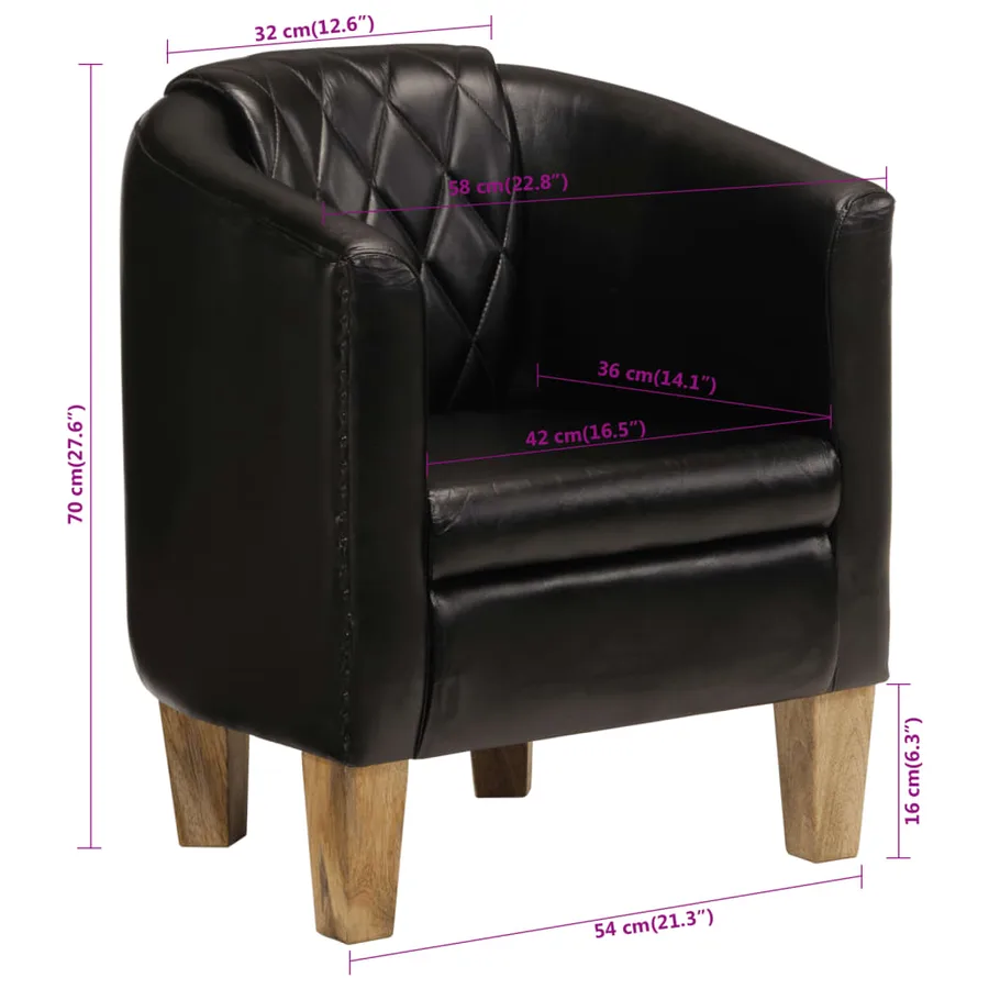 Chaise cabriolet noir cuir véritable - 9