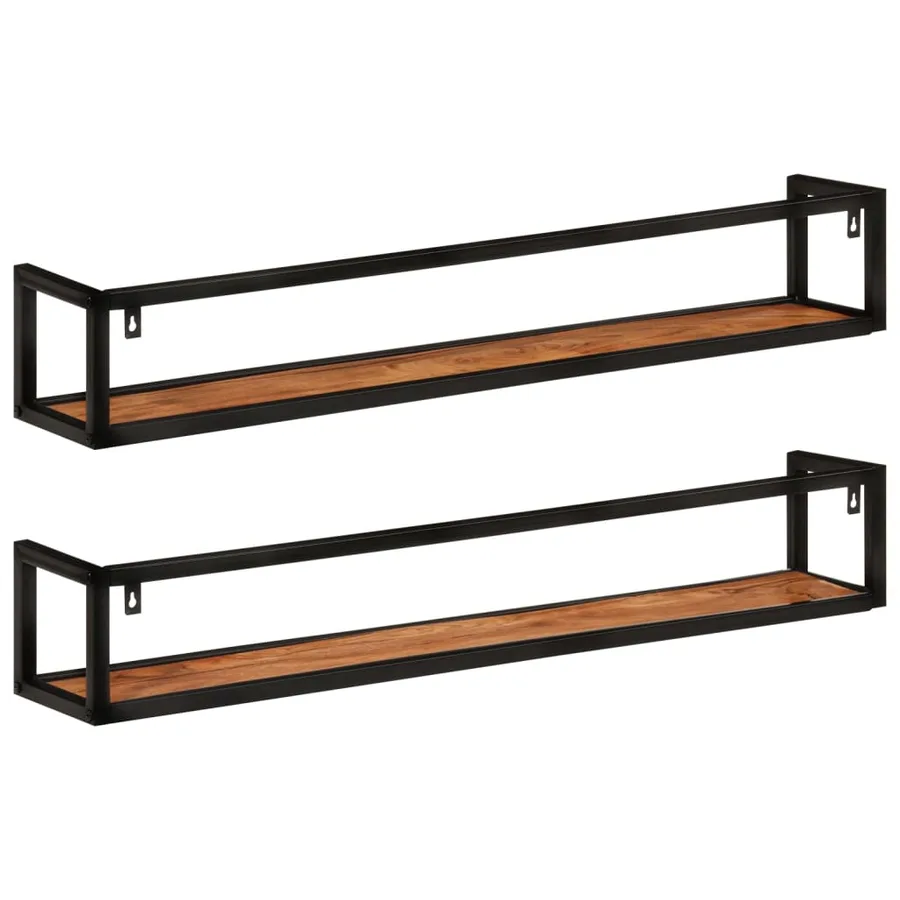 Étagères murales 2 pcs 110x17x17 cm bois massif d'acacia et fer - 4