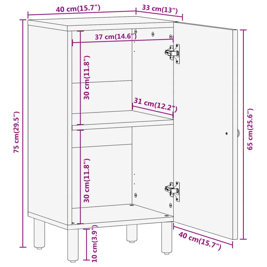 Armoire latérale 40x33x75 cm bois massif d'acacia - 13