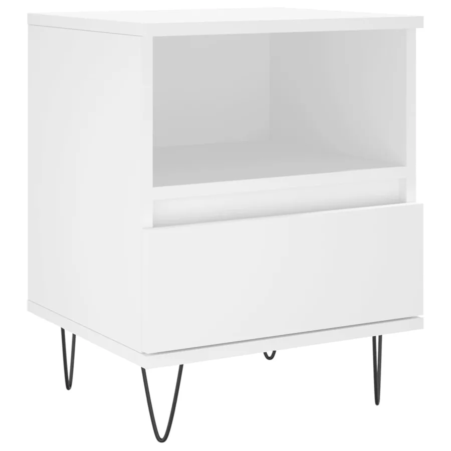 Table de chevet Blanc 40x35x50 cm Bois d’ingénierie - 2