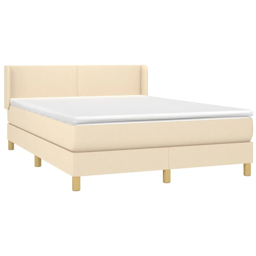 Sommier à lattes de lit avec matelas Crème 140x190 cm Tissu - 3