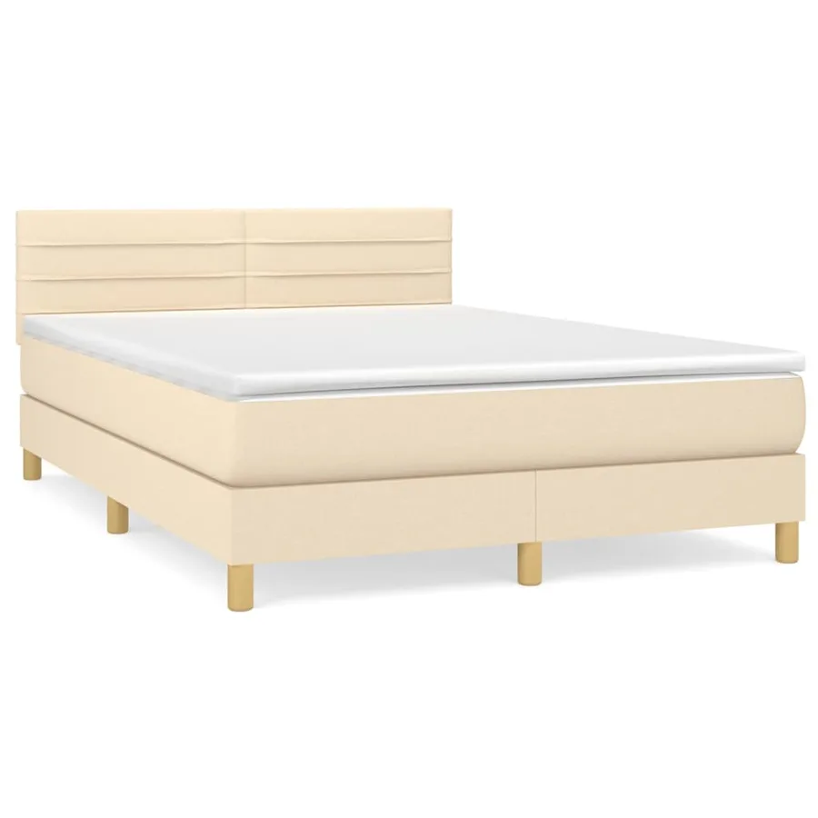 Sommier à lattes de lit avec matelas Crème 140x190 cm Tissu - 2