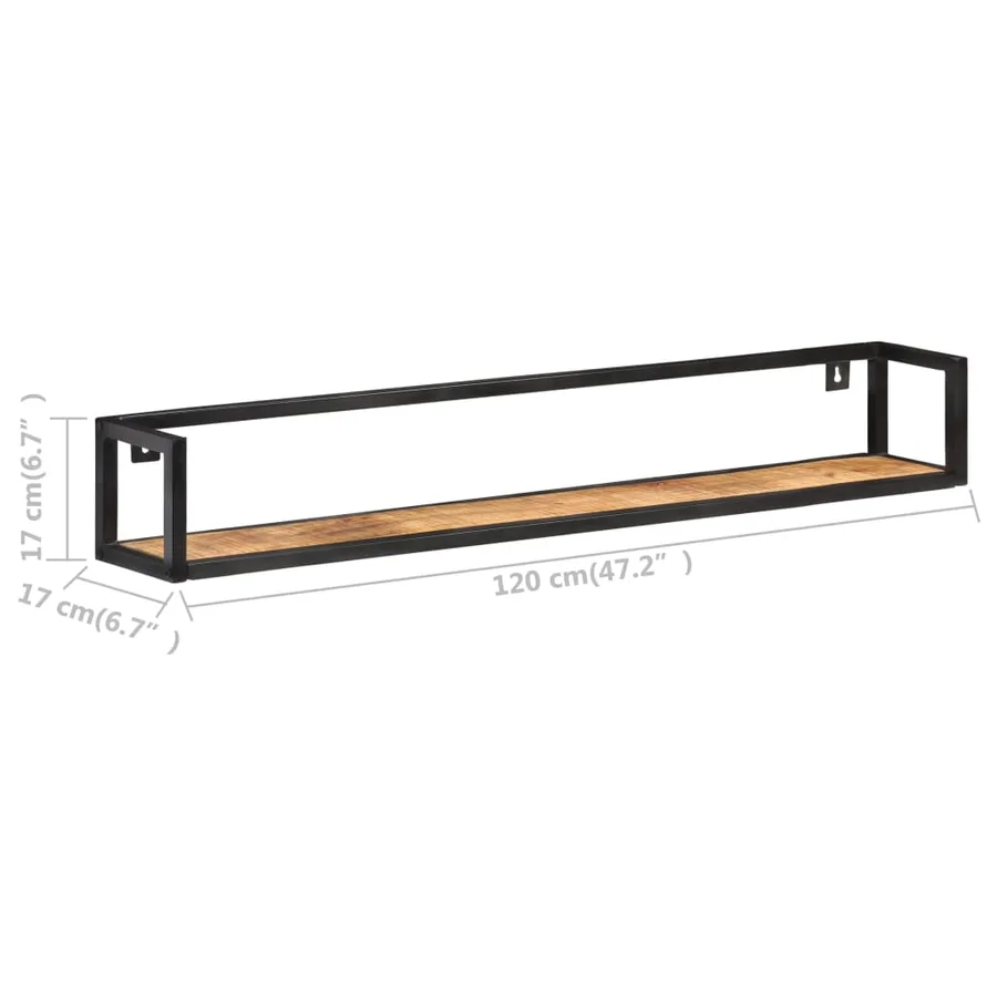 Étagères murales 2 pcs 120 cm Bois de manguier brut - 7