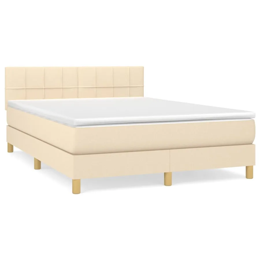 Sommier à lattes de lit avec matelas Crème 140x190 cm Tissu - 2