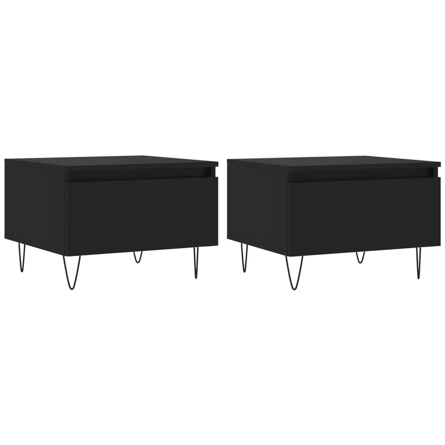 Tables basses 2 pcs noir 50x46x35 cm bois d'ingénierie - 2
