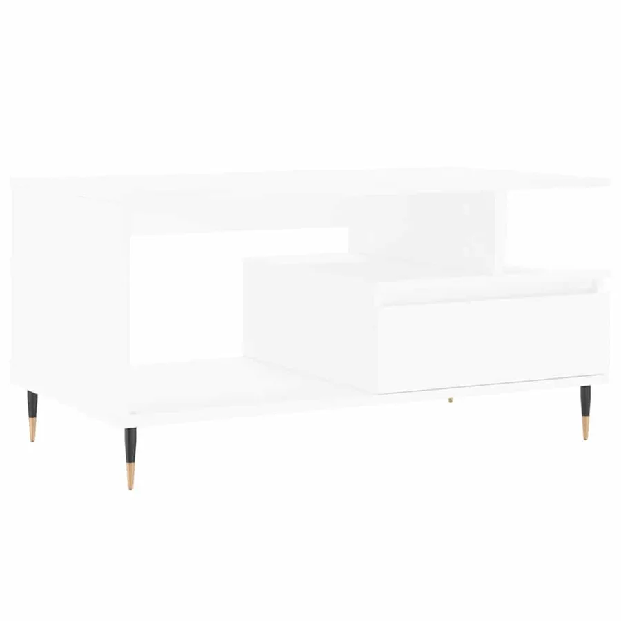 Table basse Blanc 90x49x45 cm Bois d'ingénierie - 2