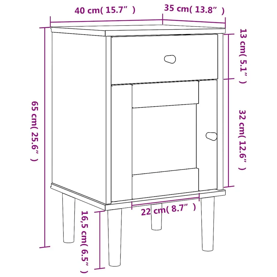 Table de chevet SENJA aspect de rotin blanc bois de pin massif - 11