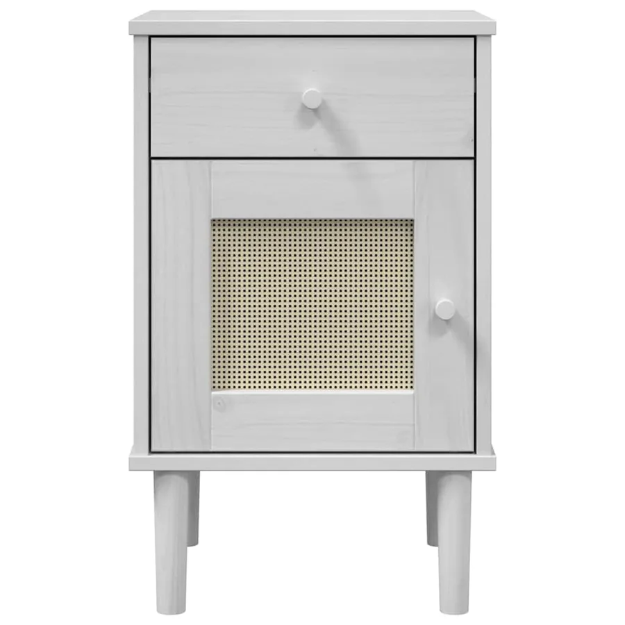 Table de chevet SENJA aspect de rotin blanc bois de pin massif - 6