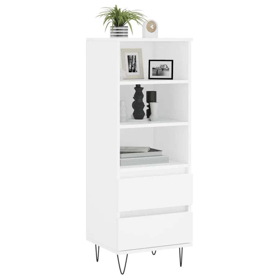 Buffet haut Blanc 40x36x110 cm Bois d'ingénierie - 3