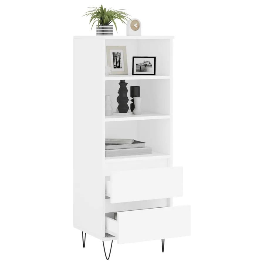 Buffet haut Blanc 40x36x110 cm Bois d'ingénierie - 4