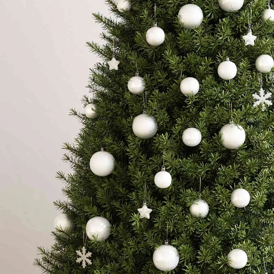 Ensemble de boules de Noël 111 pièces blanc polystyrène - 2