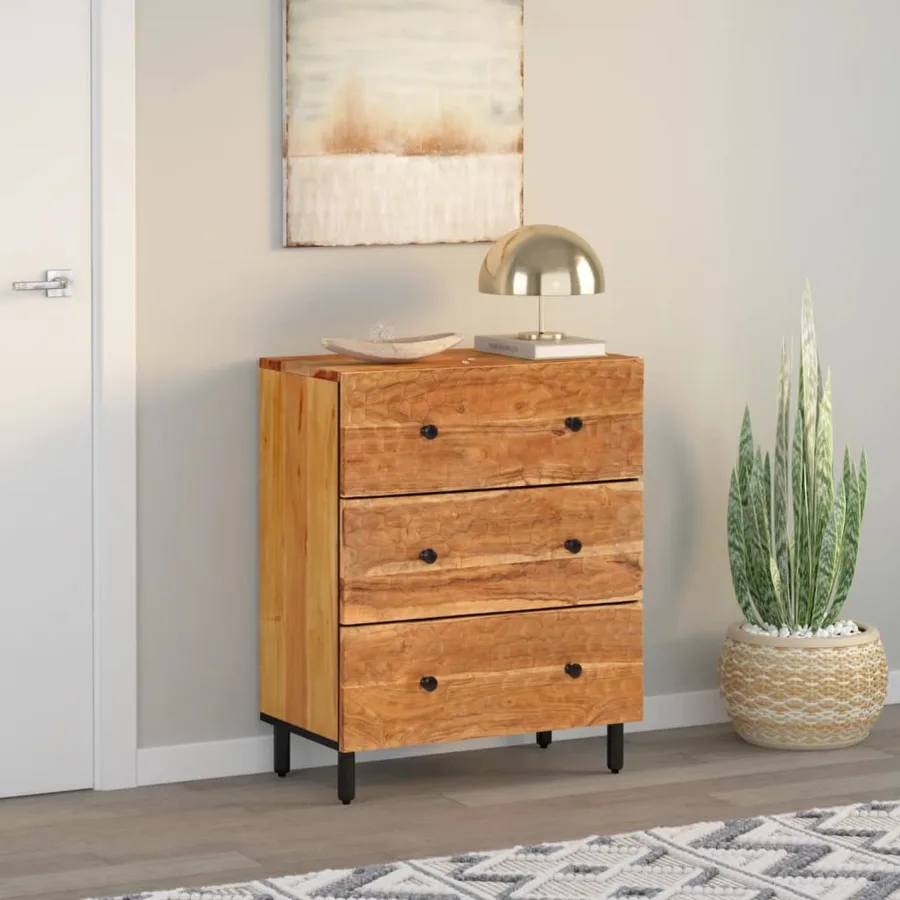 Armoire latérale 60x33x75 cm bois massif d'acacia - 3