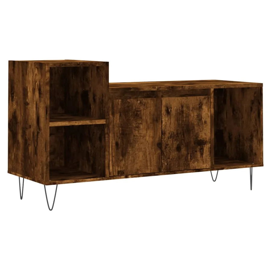 Meuble TV Chêne fumé 100x35x55 cm Bois d'ingénierie - 2