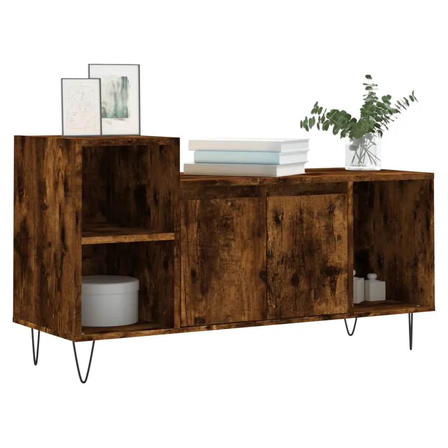 Meuble TV Chêne fumé 100x35x55 cm Bois d'ingénierie - 3