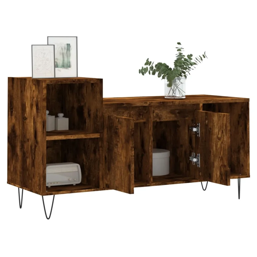 Meuble TV Chêne fumé 100x35x55 cm Bois d'ingénierie - 4