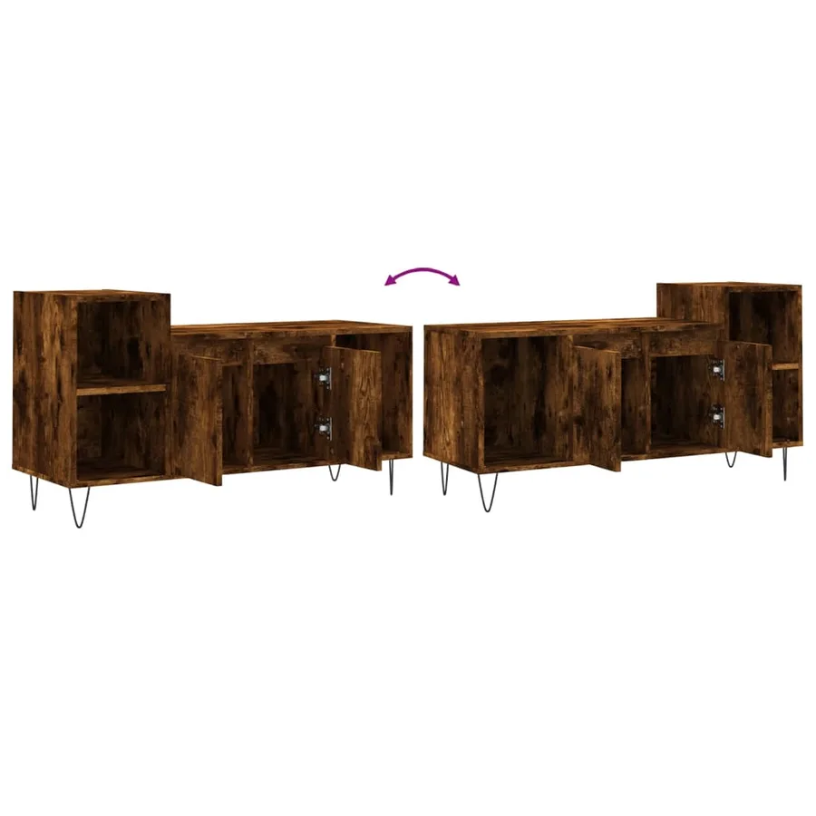 Meuble TV Chêne fumé 100x35x55 cm Bois d'ingénierie - 9