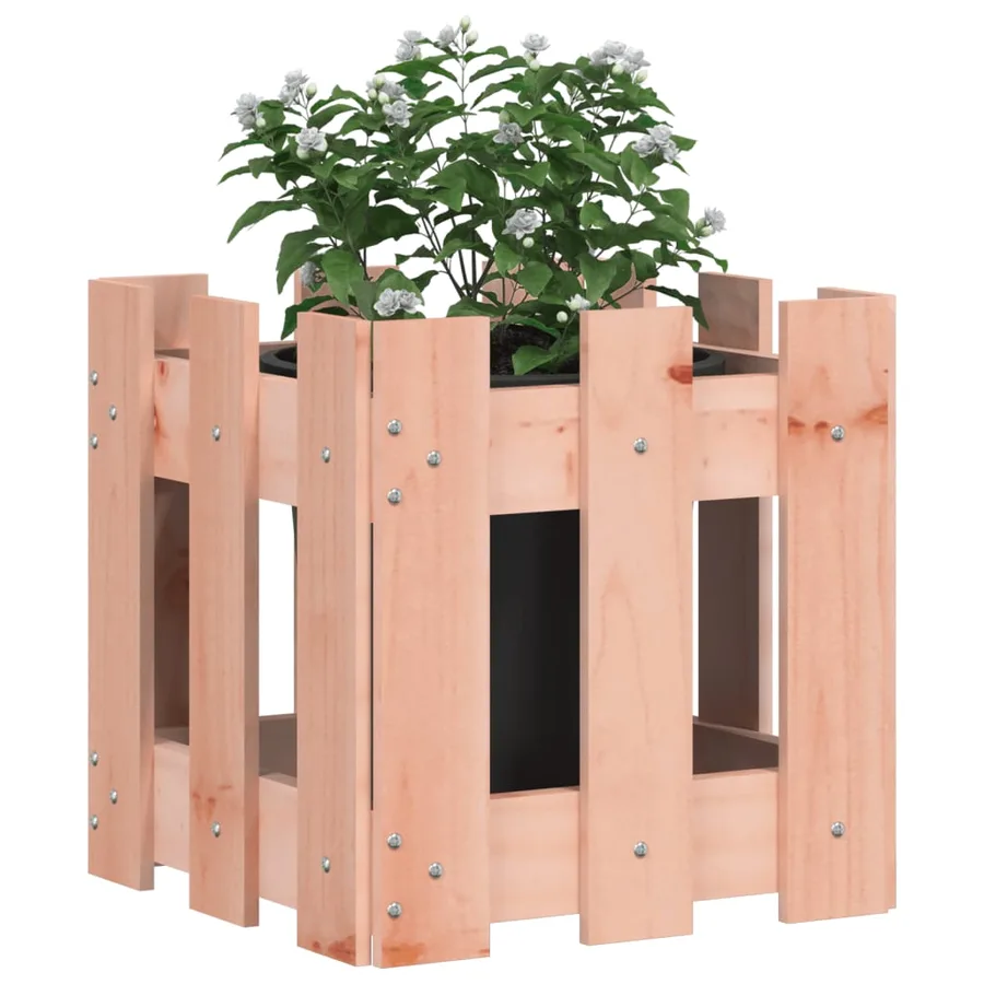 Jardinière avec design de clôture 30x30x30 cm Douglas massif - 3