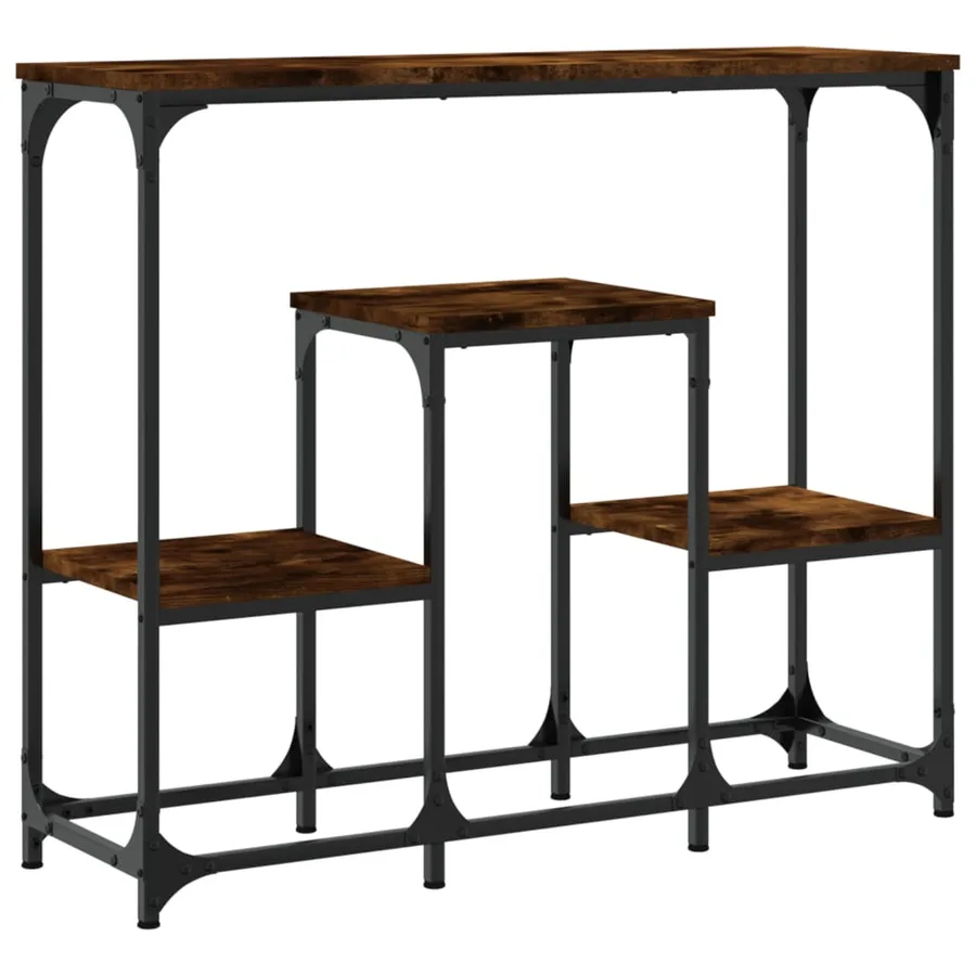 Table console chêne fumé 89,5x28x76 cm bois d'ingénierie - 2