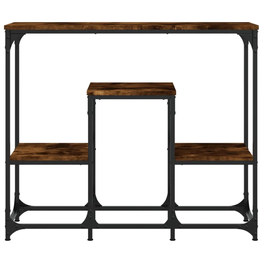 Table console chêne fumé 89,5x28x76 cm bois d'ingénierie - 4