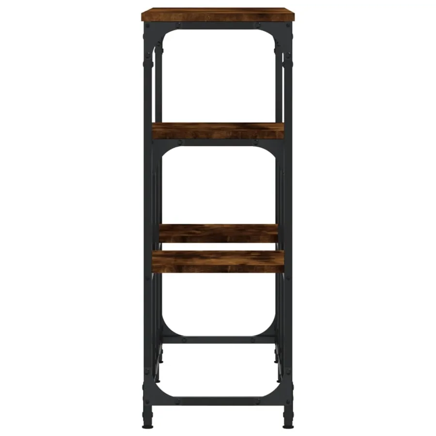 Table console chêne fumé 89,5x28x76 cm bois d'ingénierie - 5